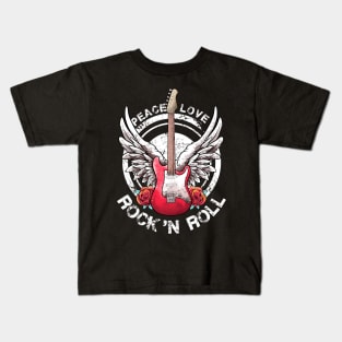 Lets Rock Rock&Roll Electric Guitars Vintage Rock Concert Kids T-Shirt